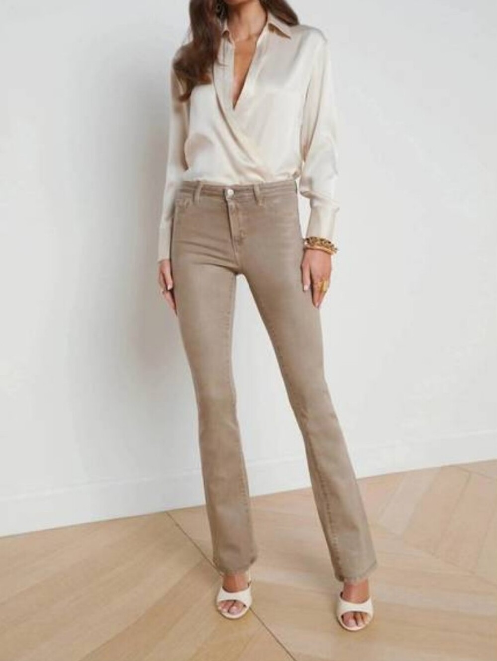 L'AGENCE Selma High Rise Baby Bootcut Jeans Rye Coated Size 29 NWT